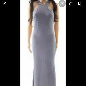Calvin Klien size 6 silver / gray long gown hi- lo